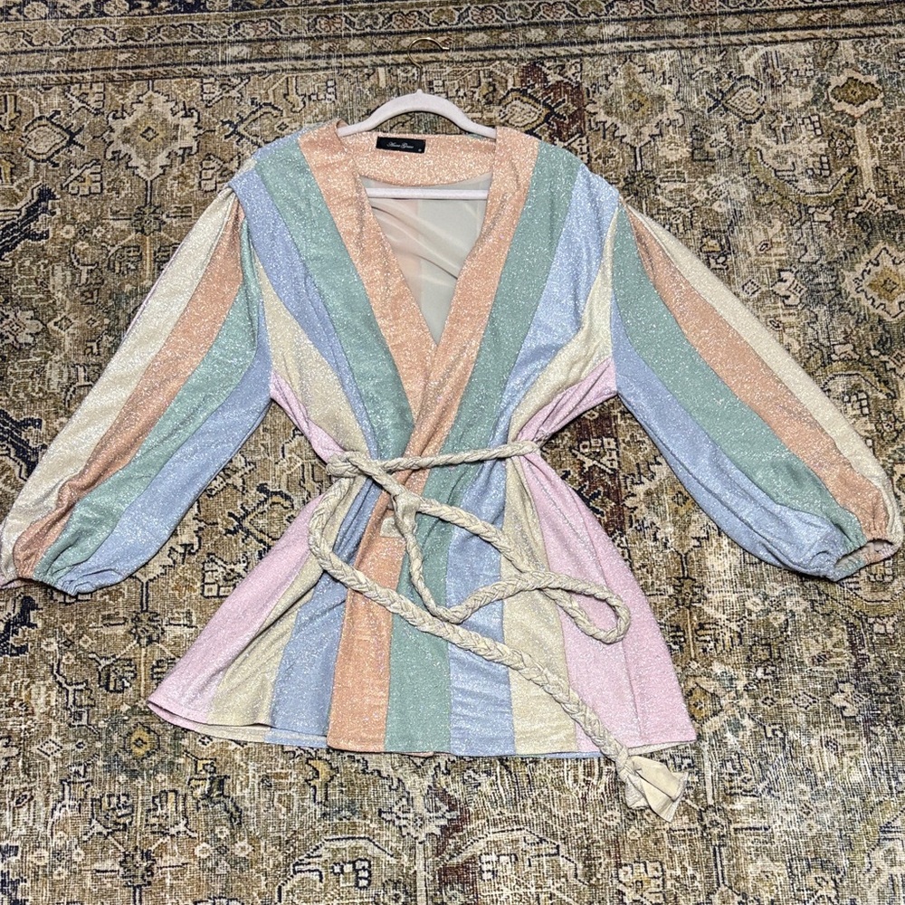 Colorful Striped Wrap Dress